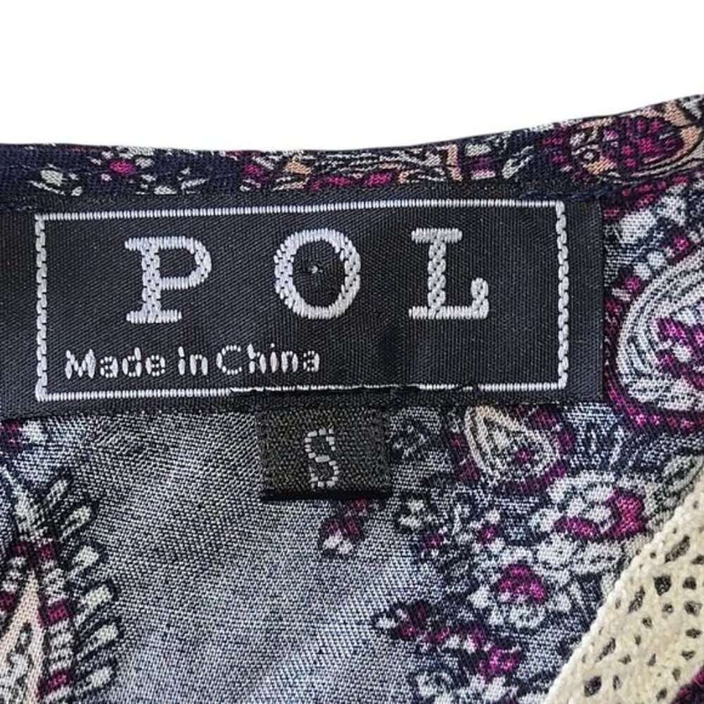 POL NEW Small Maxi Dress Cotton Blue Red Paisley Crochet Trim Vintage BOHO Style - Picture 2 of 16